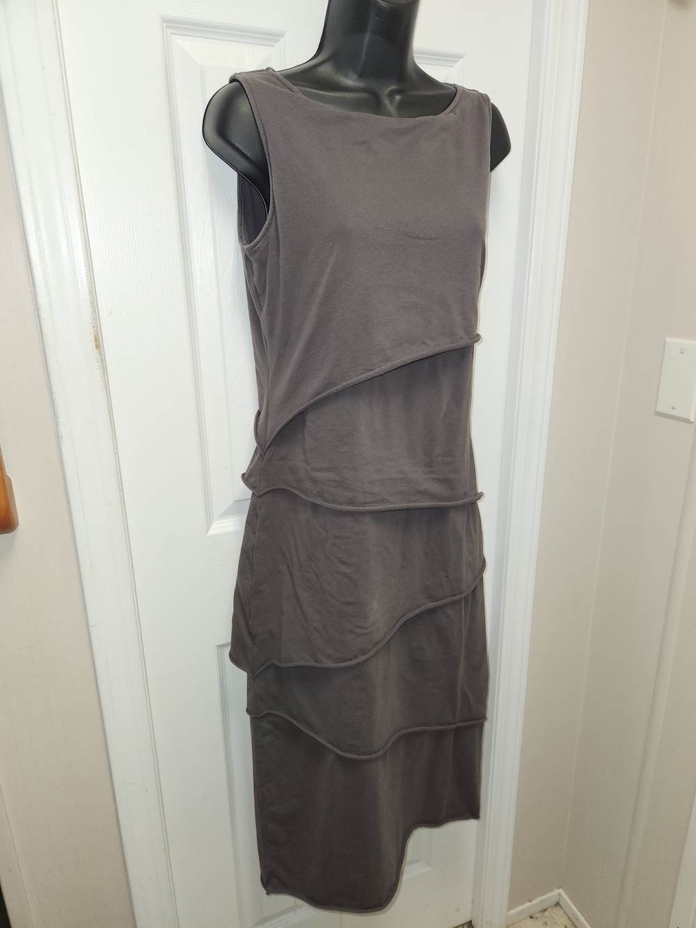 🍉Neon Buddha Sleeveless Tiered Midi Dress in Charcoal